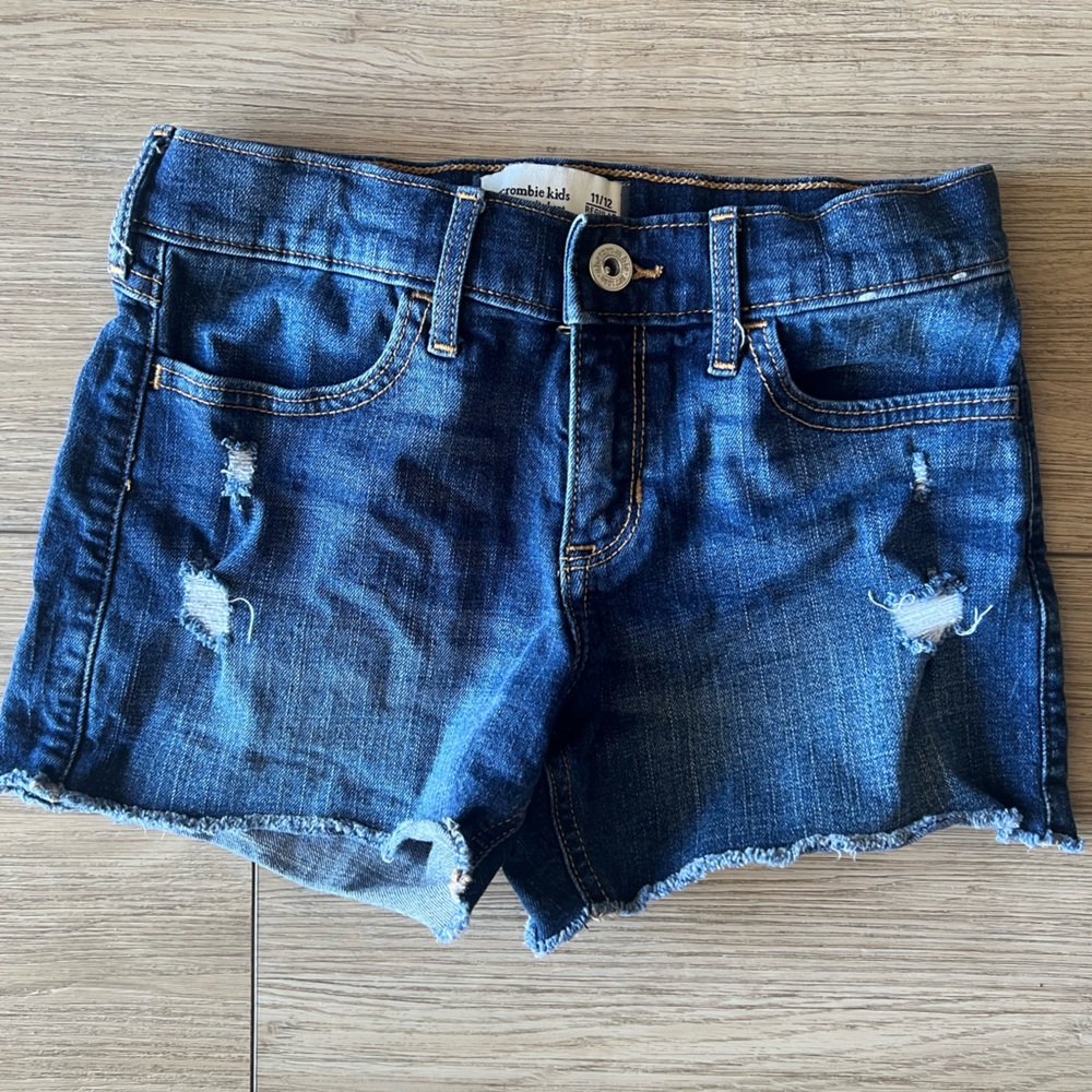 Abercrombie Kids Mid-rise Midi Jean Blue Denim Shorts Girl's Size 11/12